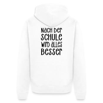 nach der Schule - Unisex Premium Bio Zip Hoodie - Weiß - Hinten - Thijin (182cm)