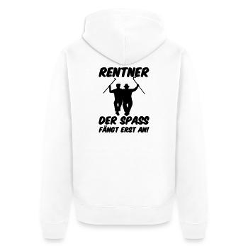 Rentner Spaß Rente, Ruhestand, Geschenk, Spruch - Unisex Premium Bio Zip Hoodie - Weiß - Hinten - Thijin (182cm)