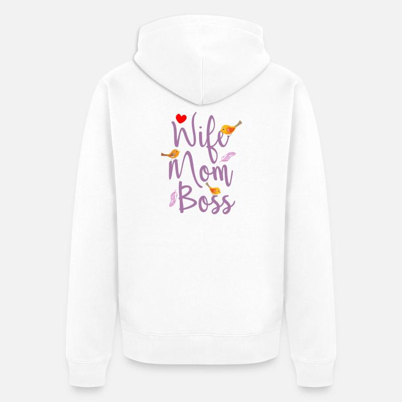 Frau Mutter Chef - Unisex Premium Bio Zip Hoodie - Weiß