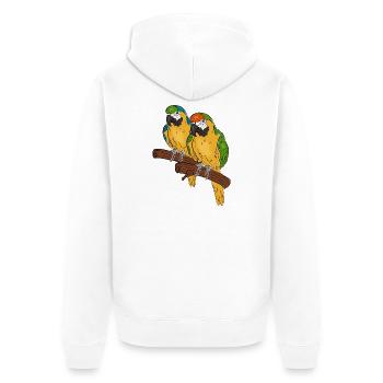 Papageien auf einem Ast - Unisex Premium Bio Zip Hoodie - Weiß - Hinten - Thijin (182cm)