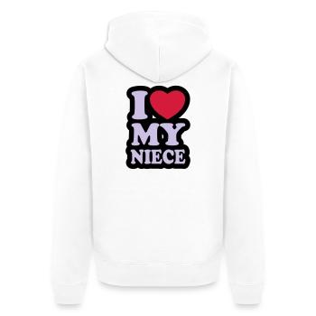 I love my niece - J'aime ma nièce - Veste à capuche bio Premium Unisexe - blanc - Dos - Thijin (182cm)
