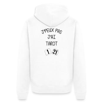 Tarot - Jeu de Cartes - Jouer - Game - Drôle - Veste à capuche bio Premium Unisexe - blanc - Dos - Thijin (182cm)