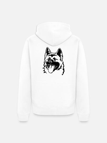 American Akita head - Unisex Premium Organic Zip Hoodie - white