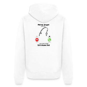 Meine Angel ruft an... - Unisex Premium Bio Zip Hoodie - Weiß - Hinten - Thijin (182cm)