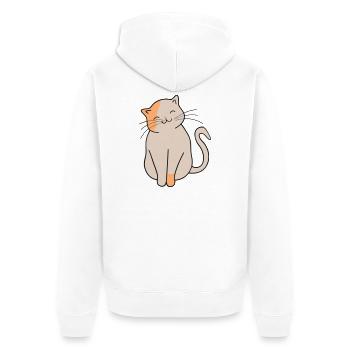 Katze - Unisex Premium Bio Zip Hoodie - Weiß - Hinten - Thijin (182cm)