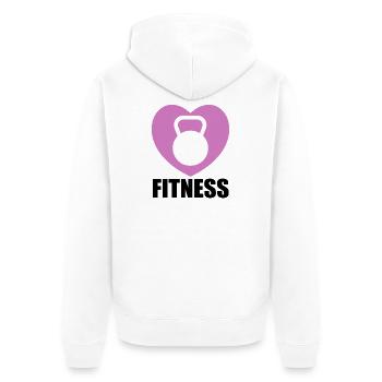 Design kettlebell en cœur violet - Veste à capuche bio Premium Unisexe - blanc - Dos - Thijin (182cm)