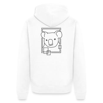 Koala en forme géométrique - Conception d’art au trait - Veste à capuche bio Premium Unisexe - blanc - Dos - Thijin (182cm)