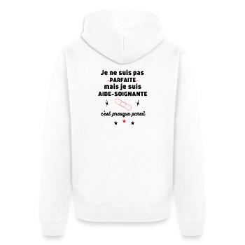 Pas parfaite aide soignante, aide-soignante, santé - Veste à capuche bio Premium Unisexe - blanc - Dos - Thijin (182cm)
