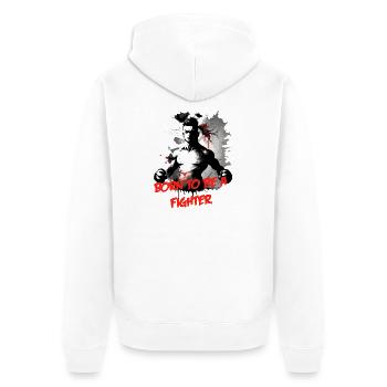 Kämpfer born to be a fighter - Unisex Premium Organic Zip Hoodie - white - Back - Thijin (182cm)