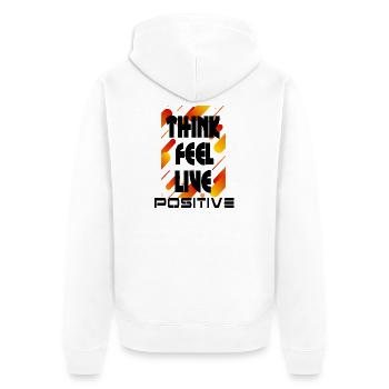 think feel live positive v2 - Veste à capuche bio Premium Unisexe - blanc - Dos - Thijin (182cm)