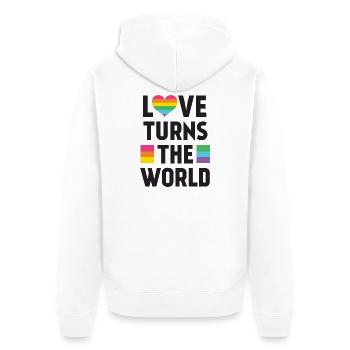 Pride Month LGBT - Liebe dreht die Welt - Unisex Premium Bio Zip Hoodie - Weiß - Hinten - Thijin (182cm)