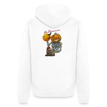 Kürbis Skelett Halloween Design - Unisex Premium Bio Zip Hoodie - Weiß - Hinten - Thijin (182cm)