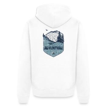 Mountainbike-Abenteuerabzeichen - Unisex Premium Bio Zip Hoodie - Weiß - Hinten - Thijin (182cm)