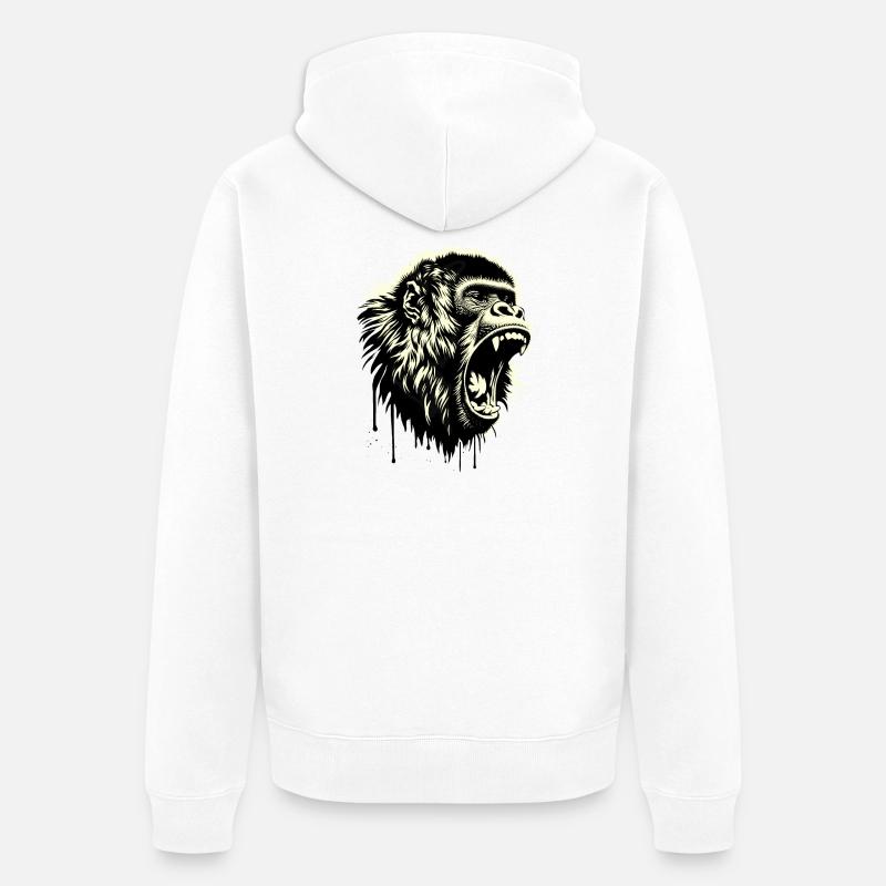 Auteur-compositeur-interprète Screaming Monkey - Veste à capuche bio Premium Unisexe - blanc