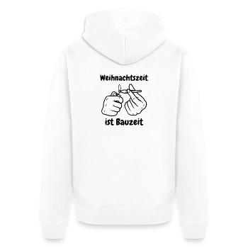 Weihnachtszeit ist Bauzeit - Unisex Premium Bio Zip Hoodie - Weiß - Hinten - Thijin (182cm)