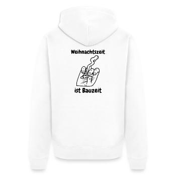 Weihnachtszeit ist Bauzeit - Unisex Premium Bio Zip Hoodie - Weiß - Hinten - Thijin (182cm)
