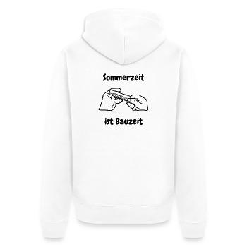 Sommerzeit ist Bauzeit - Unisex Premium Bio Zip Hoodie - Weiß - Hinten - Thijin (182cm)