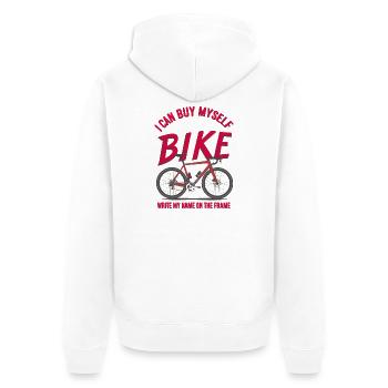 Benutzerdefiniertes Bike Zitat T-Shirt - Unisex Premium Bio Zip Hoodie - Weiß - Hinten - Thijin (182cm)