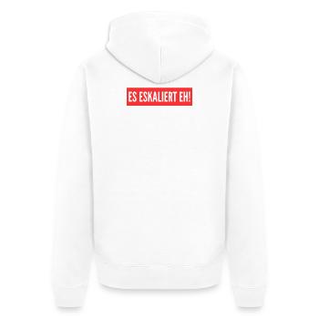 It's escalating anyway! - Unisex Premium Organic Zip Hoodie - white - Back - Thijin (182cm)