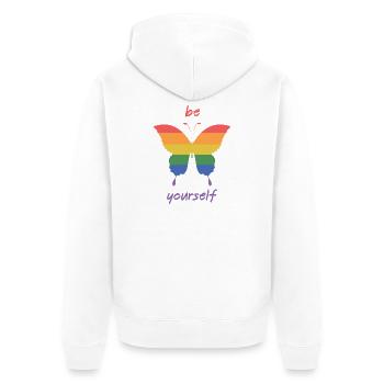 LGBT Pride Month - Be Yourself - Unisex Premium Organic Zip Hoodie - white - Back - Thijin (182cm)