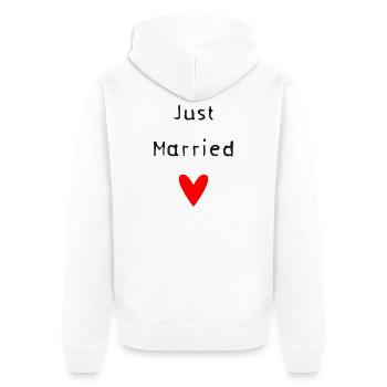 PAAR. GERADE VERHEIRATET. Junggesellinnenabschied. VALENTINSTAG. LIEBE. - Unisex Premium Bio Zip Hoodie - Weiß - Hinten - Thijin (182cm)