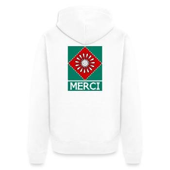 MERCI. MAÎTRESSE. MAÎTRE. MERCI MAÎTRESSE - Veste à capuche bio Premium Unisexe - blanc - Dos - Thijin (182cm)