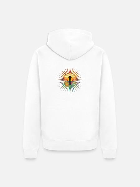 Stilvoll strahlen mit dem Regenbogenstern - Unisex Premium Bio Zip Hoodie - Weiß