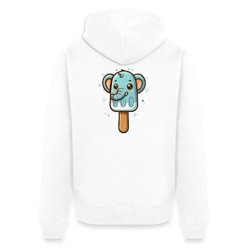 niedliches Elefant-Eis-Motiv für den Sommer - Unisex Premium Bio Zip Hoodie - Weiß - Hinten - Thijin (182cm)