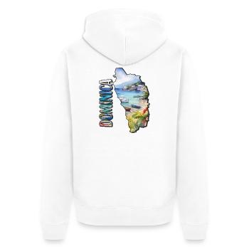 Watercolor Map Dominica - Unisex Premium Organic Zip Hoodie - white - Back - Thijin (182cm)