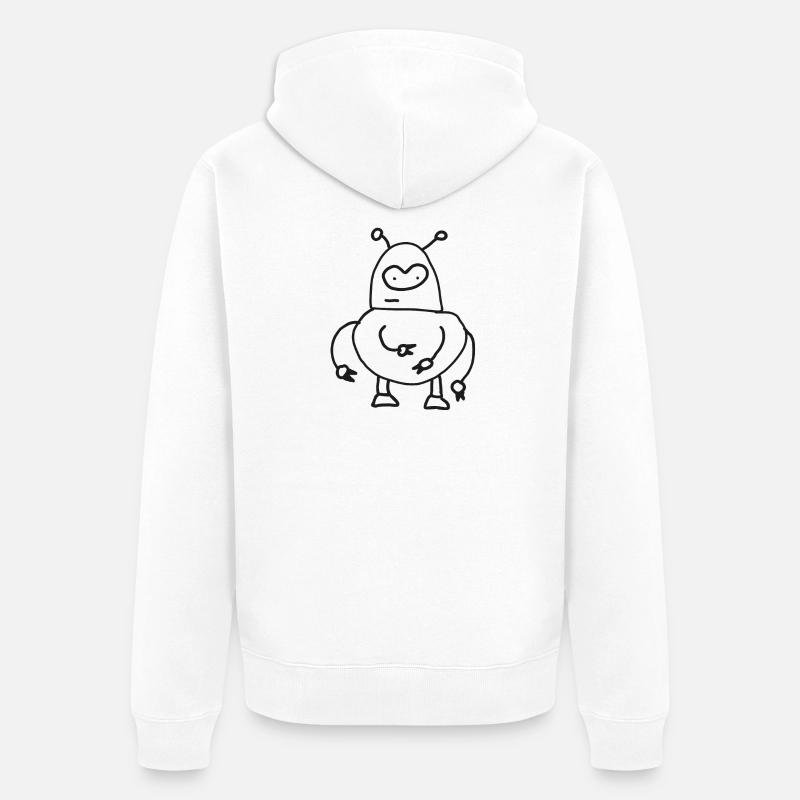 Dooddly Alien Robot Doodle - Veste à capuche bio Premium Unisexe - blanc