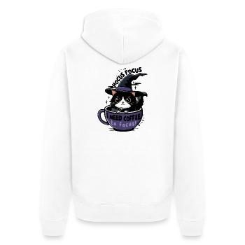 Coffee Witch Cat  - Unisex Premium Organic Zip Hoodie - white - Back - Thijin (182cm)