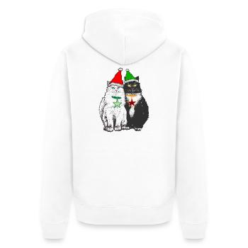 DIE WEIHNACHTSKATZEN - Unisex Premium Bio Zip Hoodie - Weiß - Hinten - Thijin (182cm)