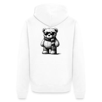 Cool Teddy Bear – Vintage Drawing - Unisex Premium Organic Zip Hoodie - white - Back - Thijin (182cm)