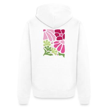 Boho Blumen Frühling Sommer Garten Natur - Unisex Premium Bio Zip Hoodie - Weiß - Hinten - Thijin (182cm)
