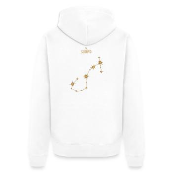 Signe du zodiaque Scorpion Constellation d’étoiles Ton doré - Veste à capuche bio Premium Unisexe - blanc - Dos - Thijin (182cm)