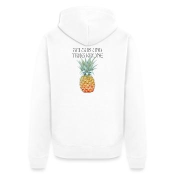 Sei süß und trag Krone - Unisex Premium Bio Zip Hoodie - Weiß - Hinten - Thijin (182cm)