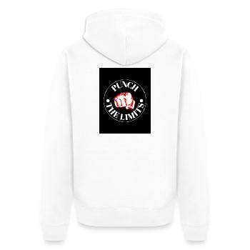 Punch the Limits Emblem - Unisex Premium Bio Zip Hoodie - Weiß - Hinten - Thijin (182cm)