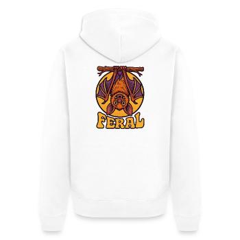 Feral Bat Icon T-Shirt Design - Unisex Premium Organic Zip Hoodie - white - Back - Thijin (182cm)