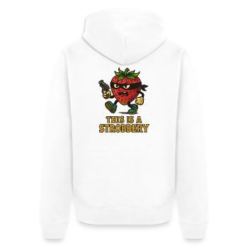 Strawberry Cartoon Design - Unisex Premium Organic Zip Hoodie - white - Back - Thijin (182cm)