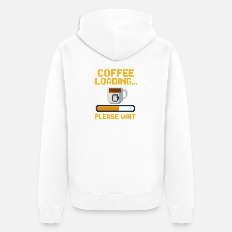 Coffee Loading… Please Wait - Unisex Premium Bio Zip Hoodie - Weiß