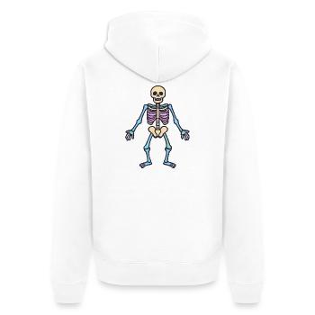 Skeleton Skull - Unisex Premium Organic Zip Hoodie - white - Back - Thijin (182cm)