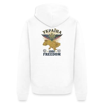 Ukraine Wings of Freedom 1991 - Unisex Premium Organic Zip Hoodie - white - Back - Thijin (182cm)