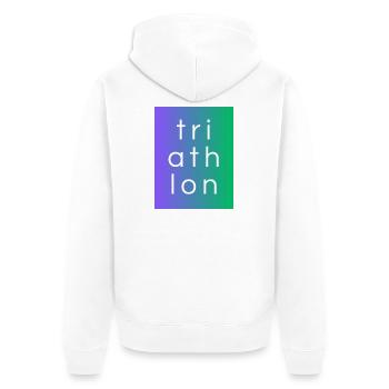 Triathlon - Schönes Desing mit Neon-Farben - Unisex Premium Bio Zip Hoodie - Weiß - Hinten - Thijin (182cm)