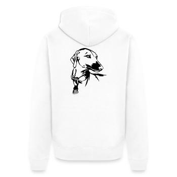 Azawakh Head - Unisex Premium Organic Zip Hoodie - white - Back - Thijin (182cm)