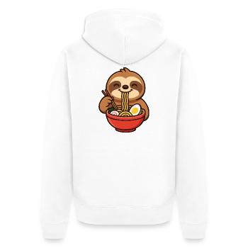 Cute Sloth Cartoon with Noodles Ramen Minimalist - Unisex Premium Organic Zip Hoodie - white - Back - Thijin (182cm)