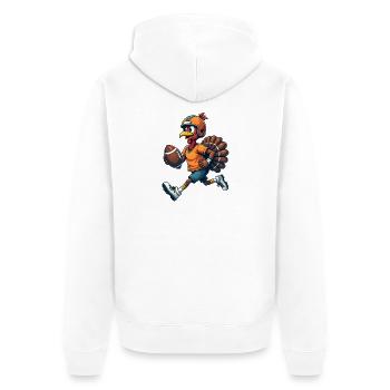 Thanksgiving Football Turkey - Unisex Premium Organic Zip Hoodie - white - Back - Thijin (182cm)