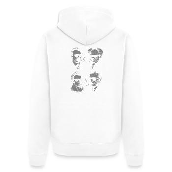 Existentialismus Philosophie Porträts - Unisex Premium Bio Zip Hoodie - Weiß - Hinten - Thijin (182cm)