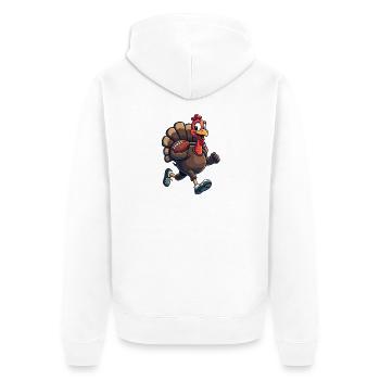 Thanksgiving Football Truthahn - Unisex Premium Bio Zip Hoodie - Weiß - Hinten - Thijin (182cm)