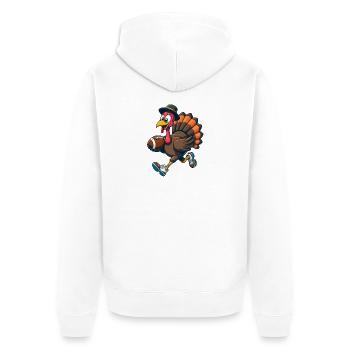 Thanksgiving Football Truthahn - Unisex Premium Bio Zip Hoodie - Weiß - Hinten - Thijin (182cm)