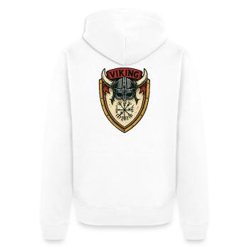 Viking Shield Helmet Emblem - Unisex Premium Organic Zip Hoodie - white - Back - Thijin (182cm)